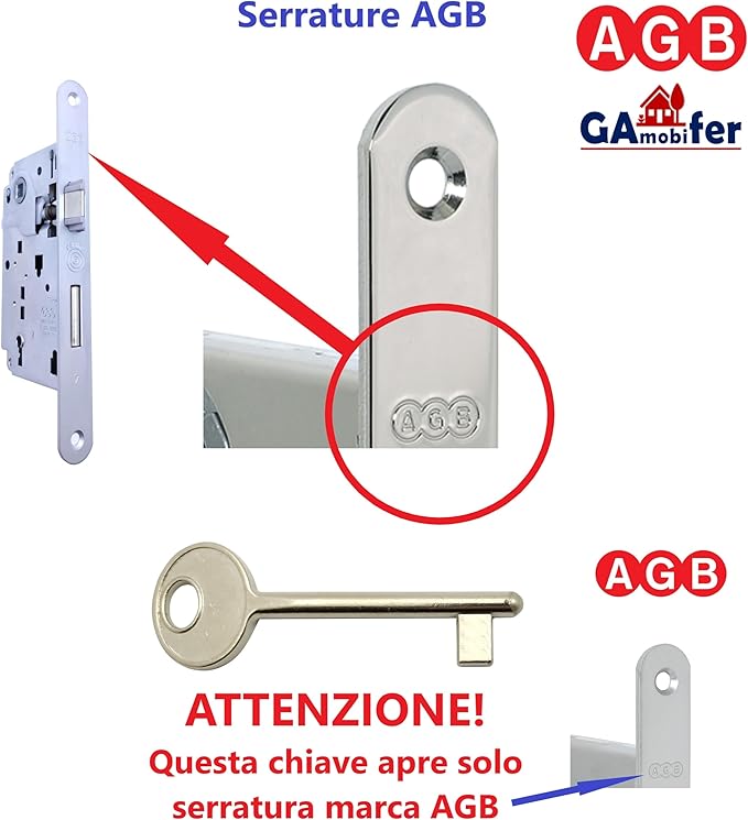 Chiave AGB per serrature porte interne, (confezione da 2). - immagine 2