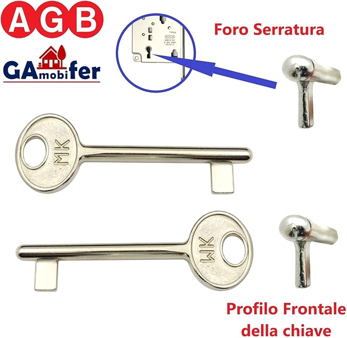 Chiave AGB per serrature porte interne, (confezione da 2). - immagine 4