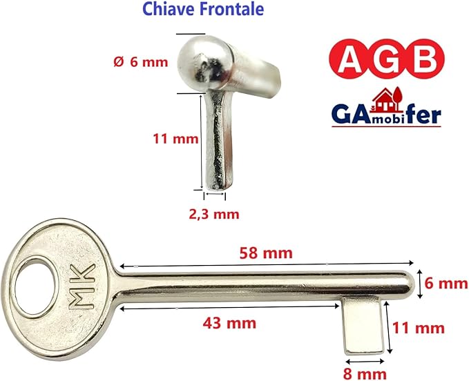 Chiave AGB per serrature porte interne, (confezione da 2). - immagine 5