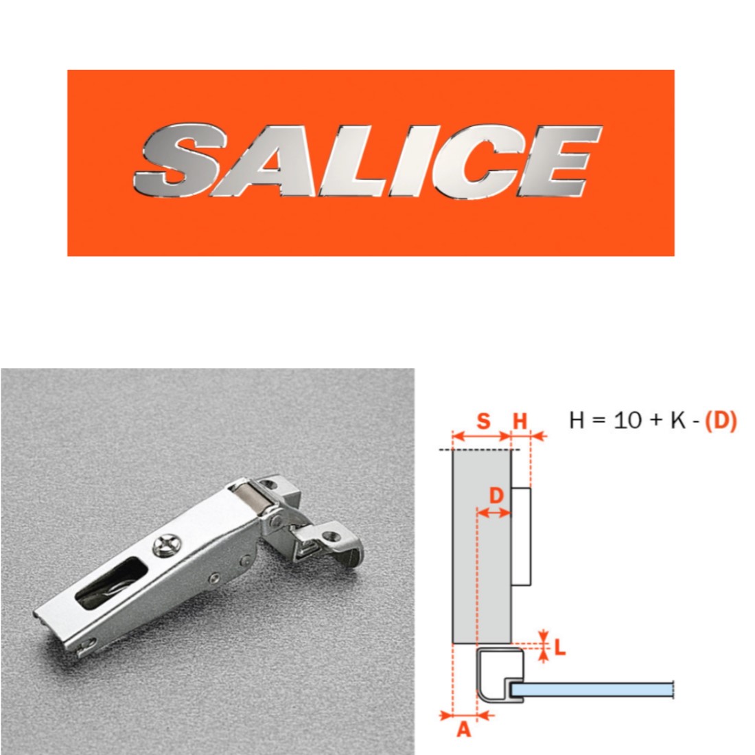 Cerniera SALICE per ante con Profili Metallici e Alluminio, Apertura fino a 105°. - immagine 5