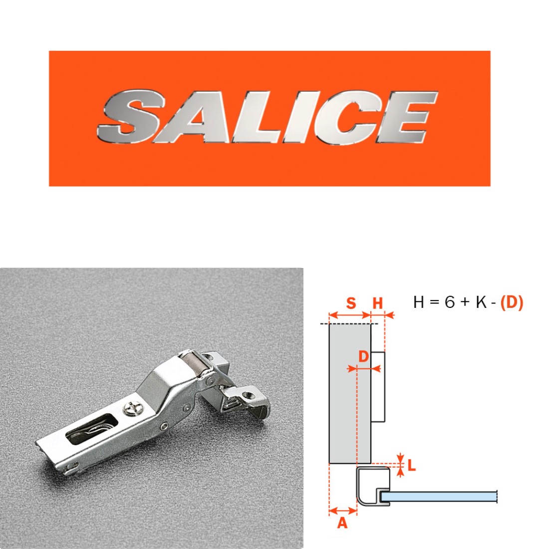 Cerniera SALICE per ante con Profili Metallici e Alluminio, Apertura fino a 105°. - immagine 6