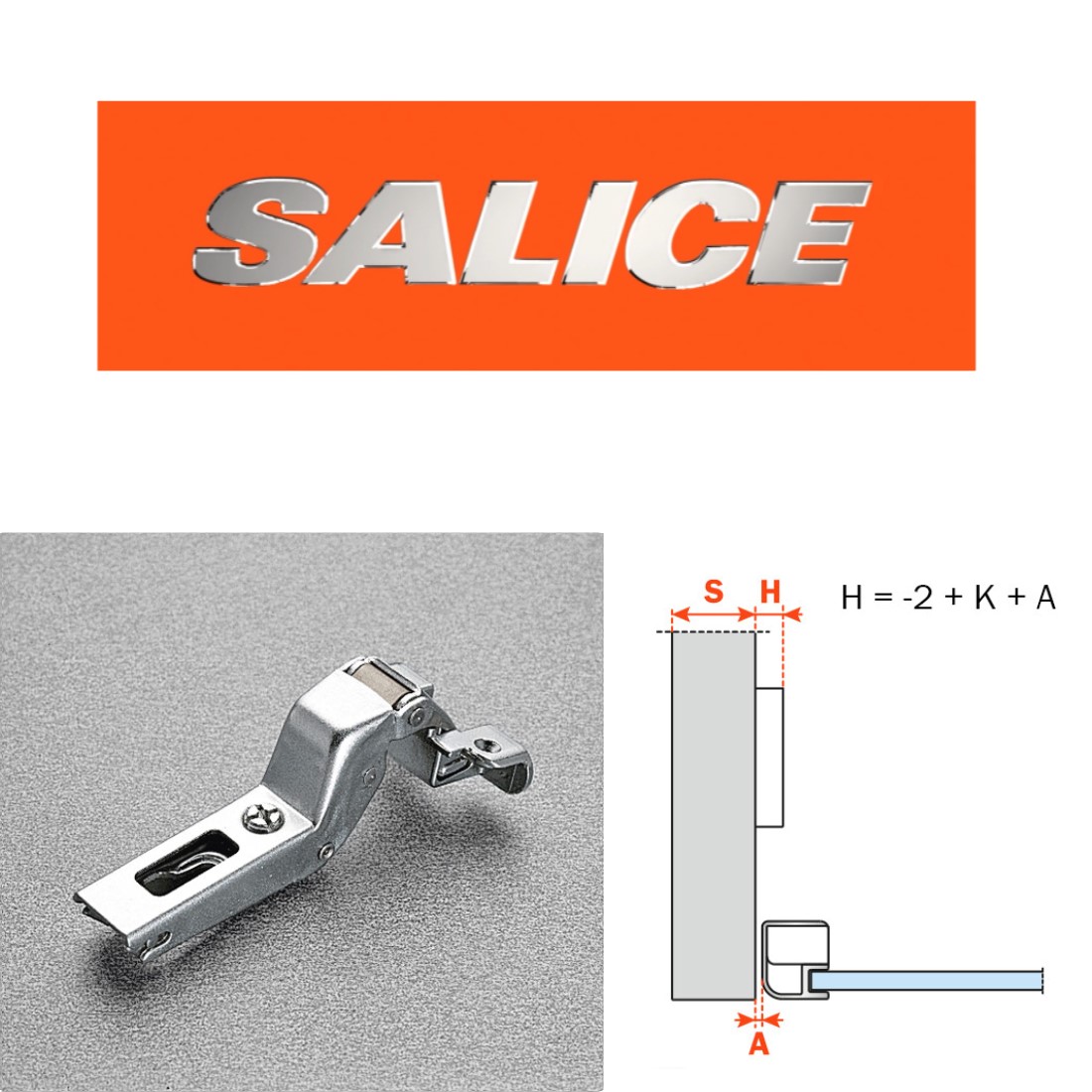 Cerniera SALICE per ante con Profili Metallici e Alluminio, Apertura fino a 105°. - immagine 7