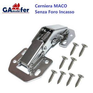 Cerniera MACO per Ante senza Foro Incasso, Apertura fino a 90°.