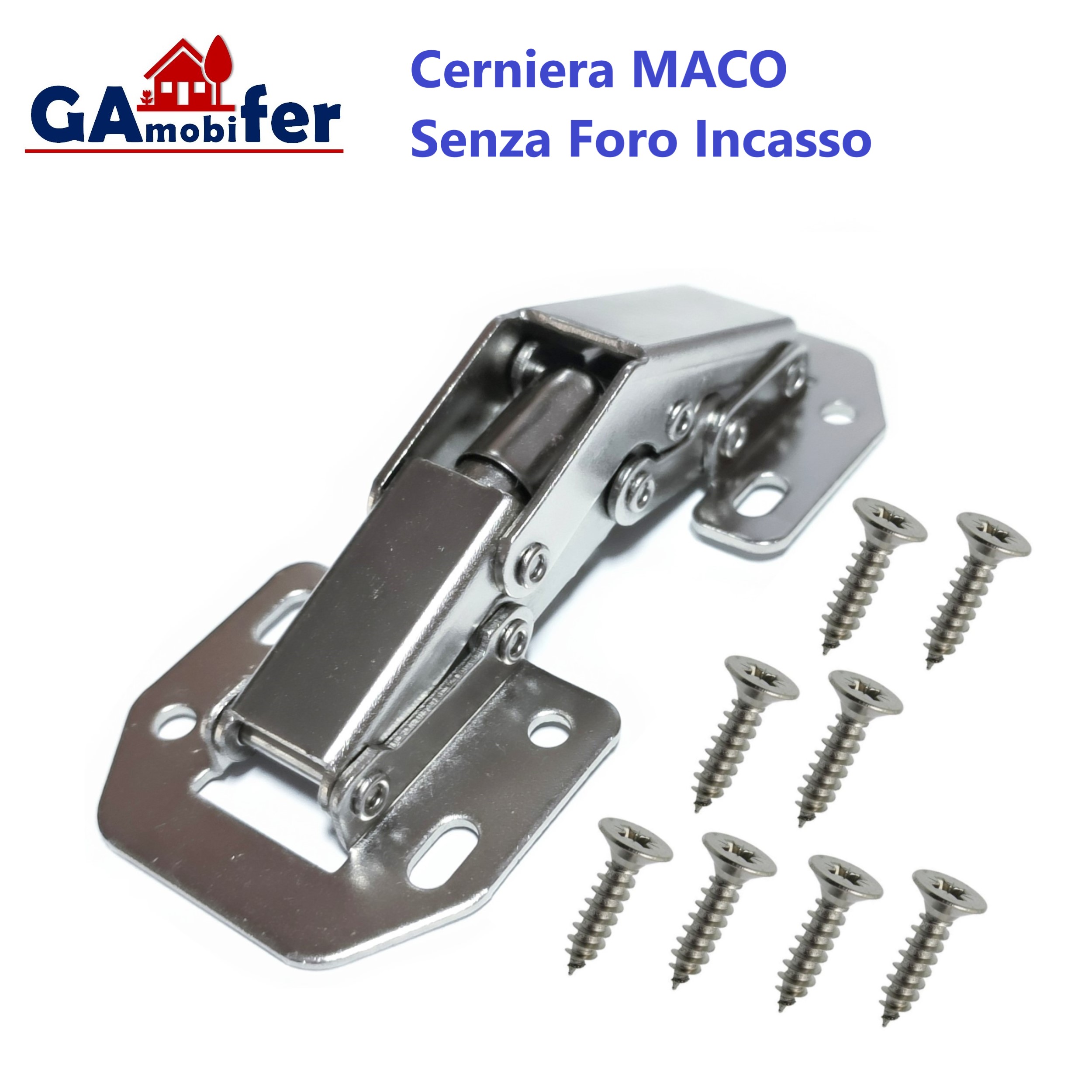 Cerniera MACO per Ante senza Foro Incasso, Apertura fino a 90°.