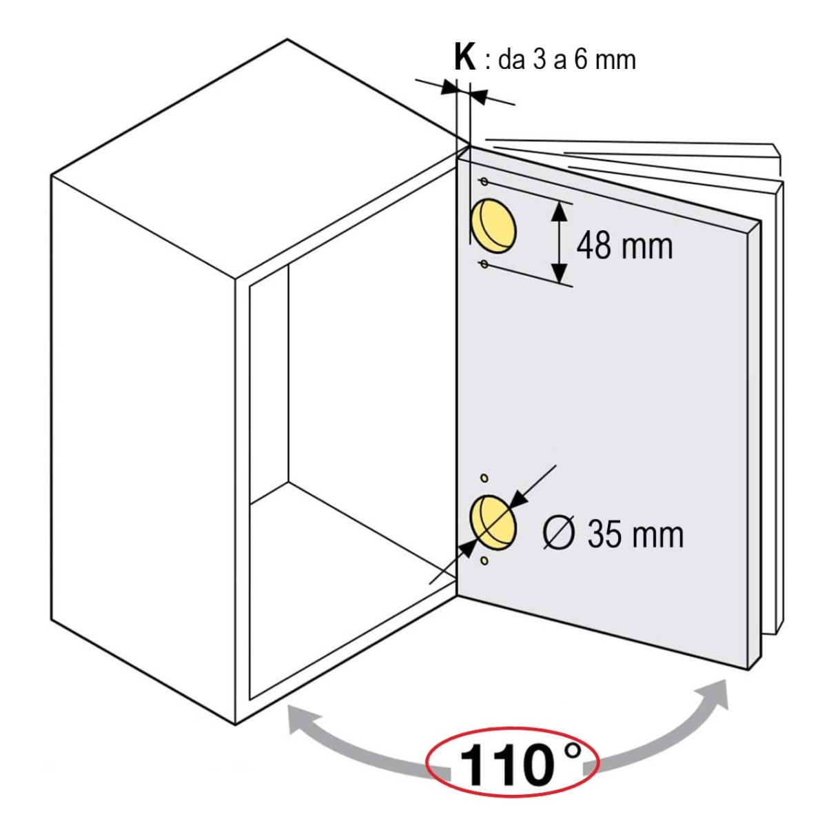 Cerniera SALICE universale per mobili con apertura 110° - immagine 6