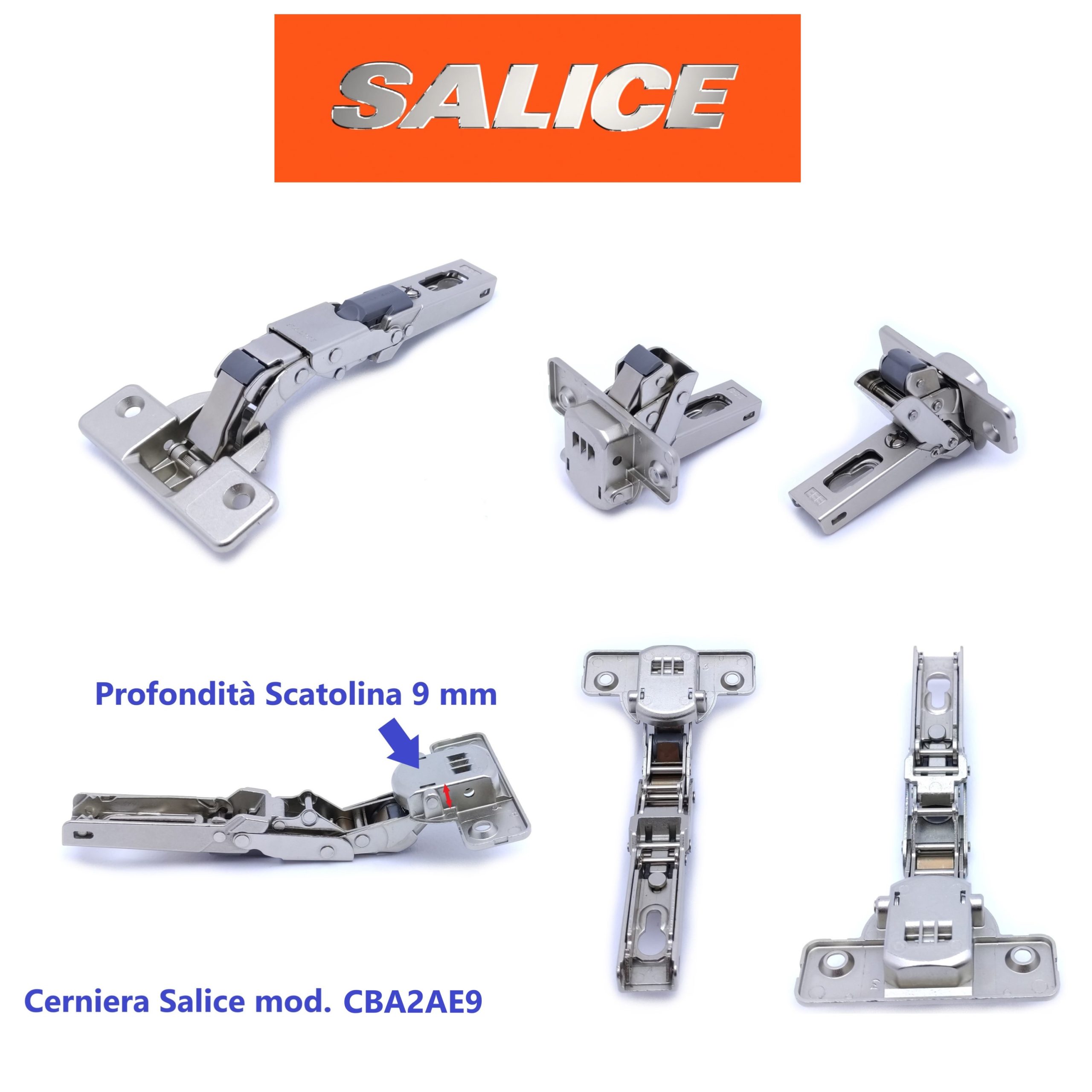 Cerniera SALICE universale Multicollo per ante, Apertura 110°. - immagine 7