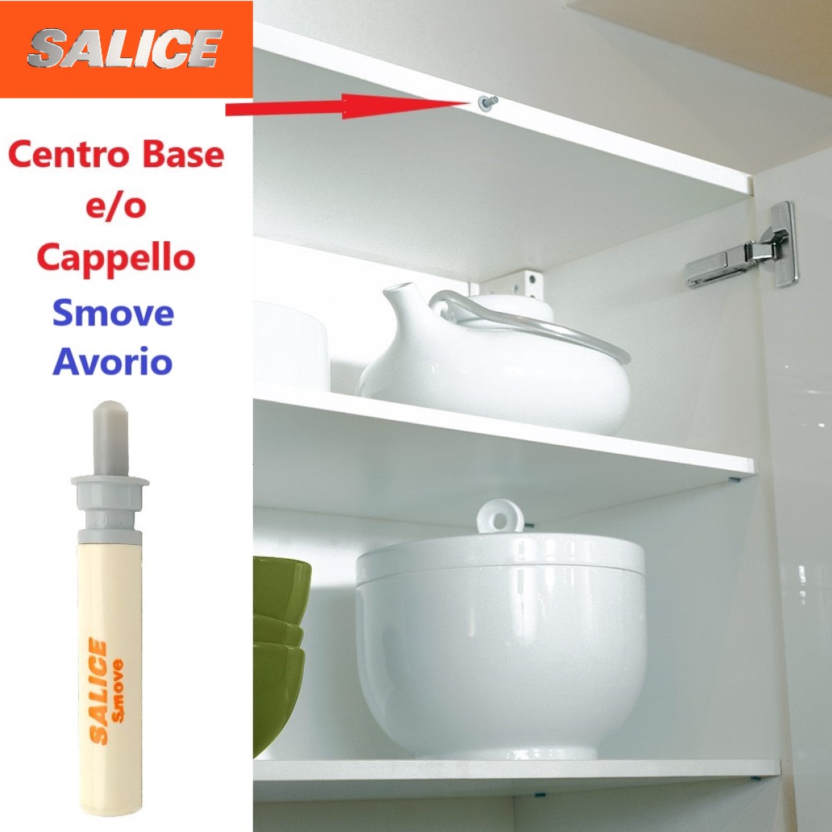 Ammortizzatore Smove SALICE per ante a incasso. Deceleratore di chiusura Ante (confezione da 2) - immagine 3
