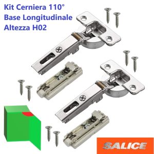 Kit Cerniera SALICE universale per mobili con apertura 110°, Collo Basso "0" a Battuta.
