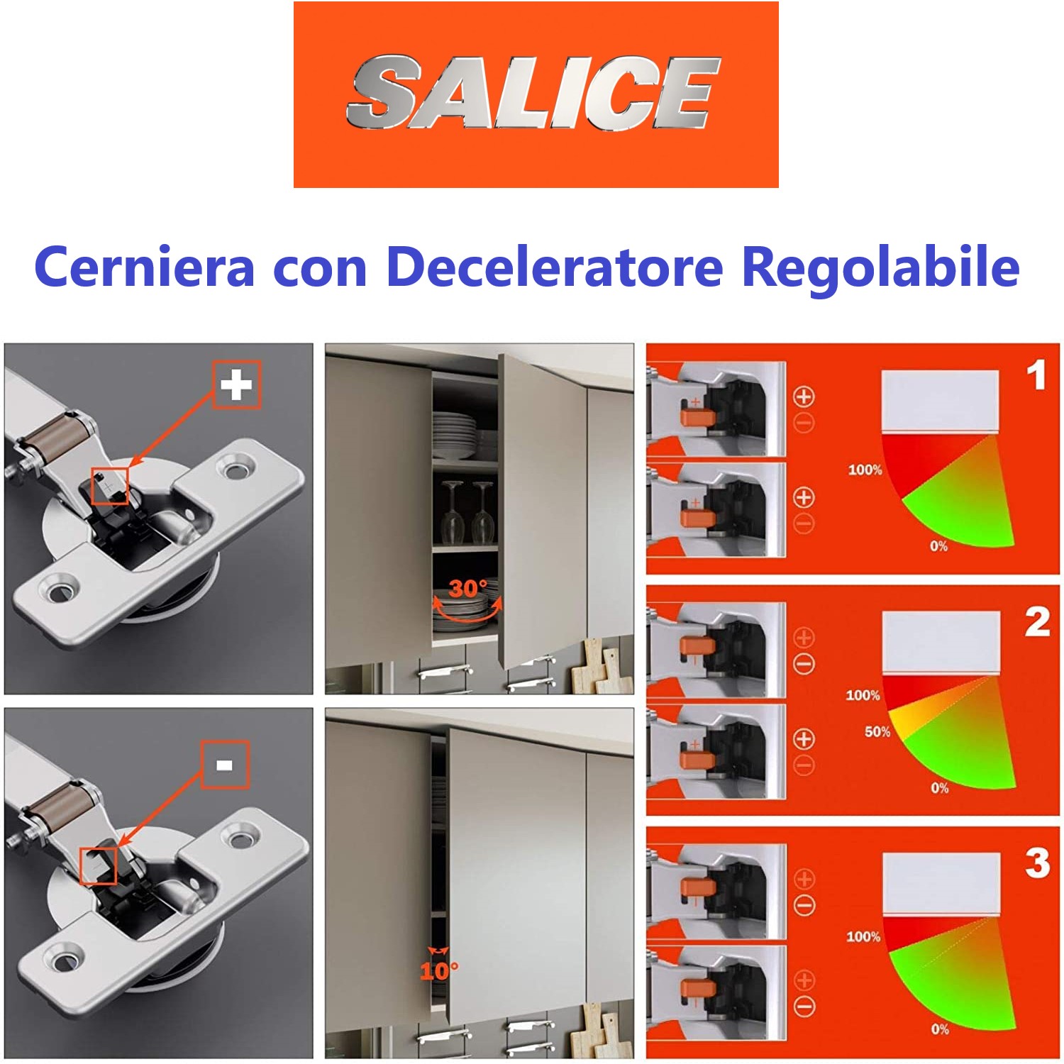 Cerniera SALICE universale per mobili con apertura 110° - immagine 4