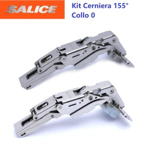 Cerniera SALICE, per ante con apertura fino a 155°, Collo 0 (Battuta Intera) con Decelerazione O Chiusura Automatica