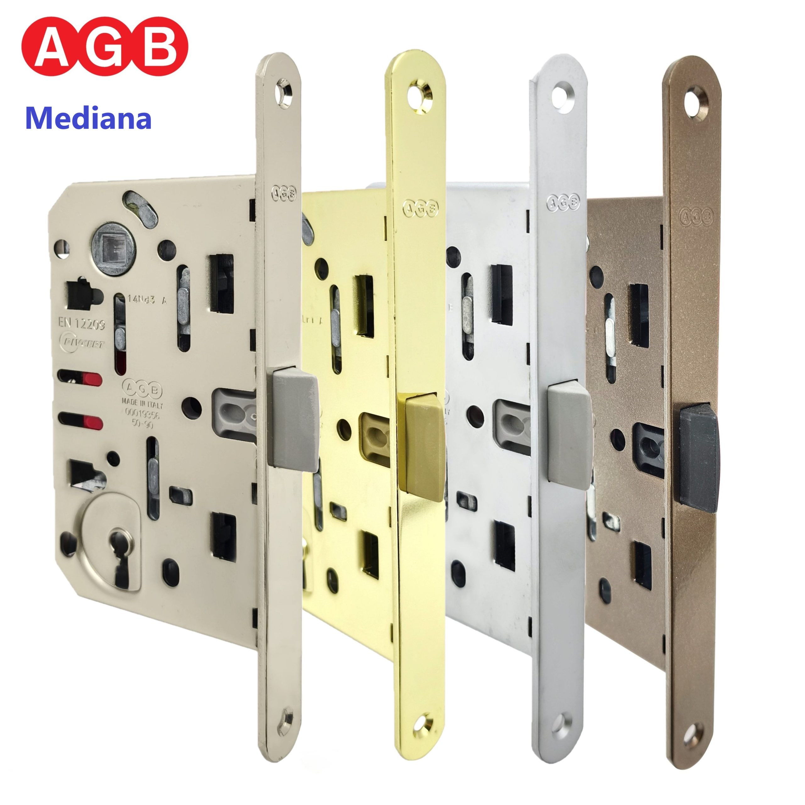 Serratura AGB Mediana, Fronte Arrotondato 18x196 mm.