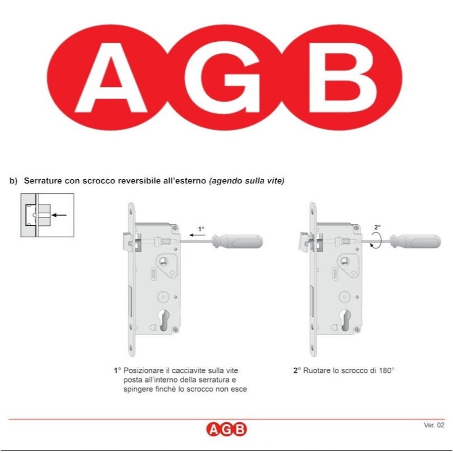 Serratura AGB Patent Grande, Fronte Arrotondato 238 mm. - immagine 3