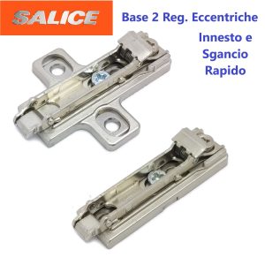 Base per Cerniera SALICE con 2 Regolazioni Eccentriche, Innesto e Sgancio Rapido.