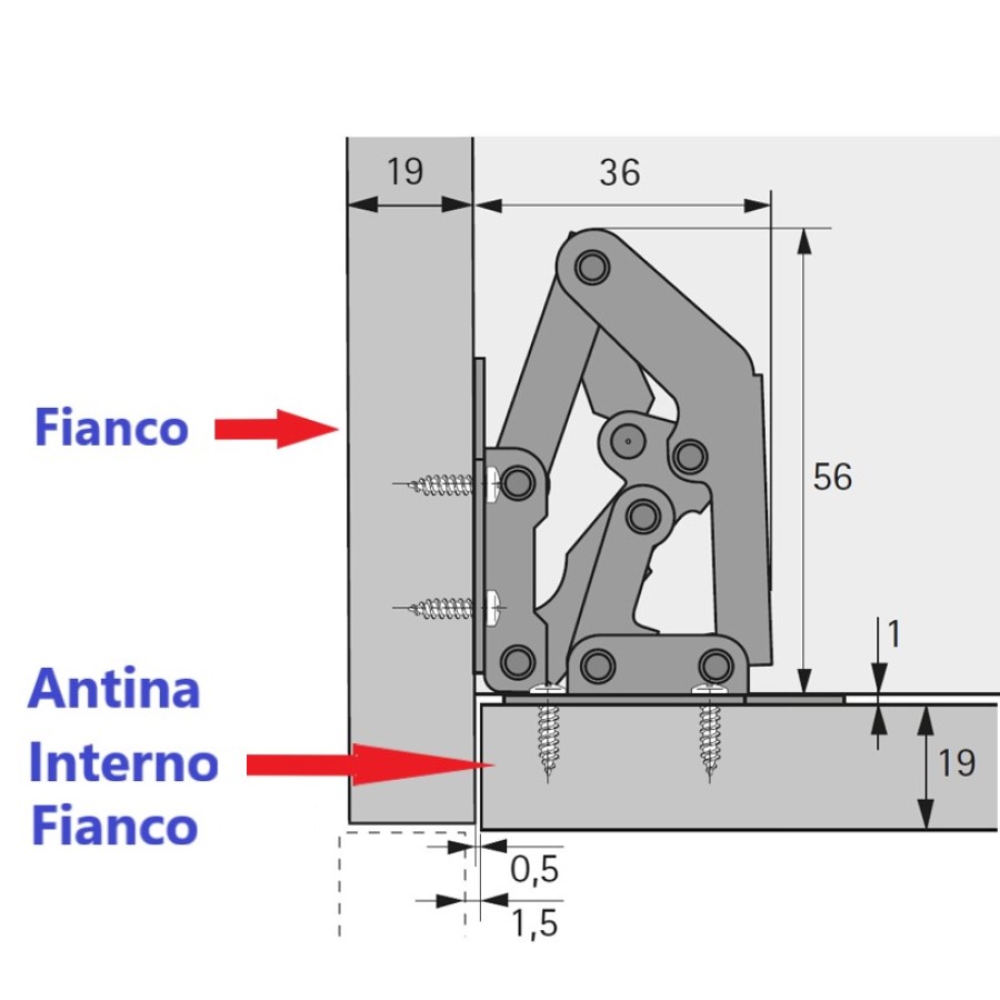 Cerniera MACO per Ante senza Foro Incasso, Apertura fino a 90°. - immagine 5
