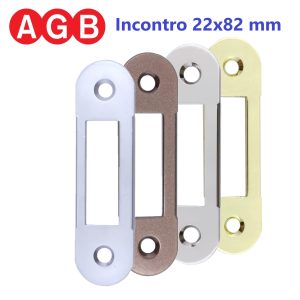 Piastra Incontro AGB 22x82 mm, Bordo Tondo, per serrature B010 serie CENTRO solo Scrocco.