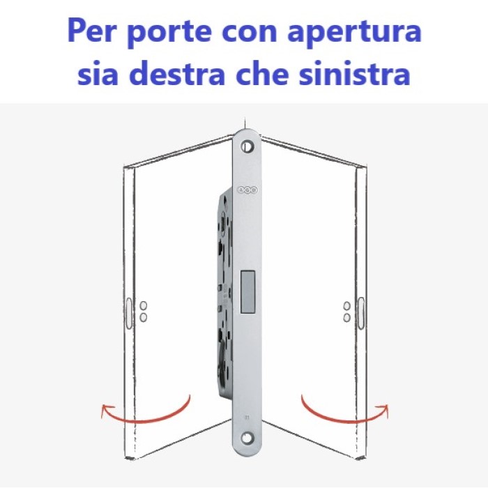 Serratura AGB Polaris 2XT, Fronte Arrotondato 18x196 mm. - immagine 3