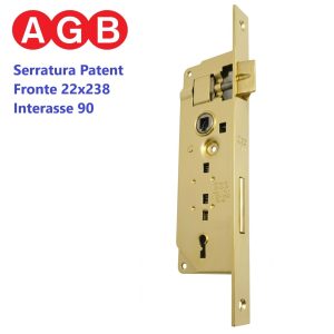 Serratura AGB PATENT, Piastra Frontale 22x238, Fronte Quadro.