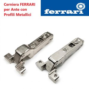 Cerniera FERRARI Clip, per Ante con Profili Alluminio / Metallici, con Apertura 95°.