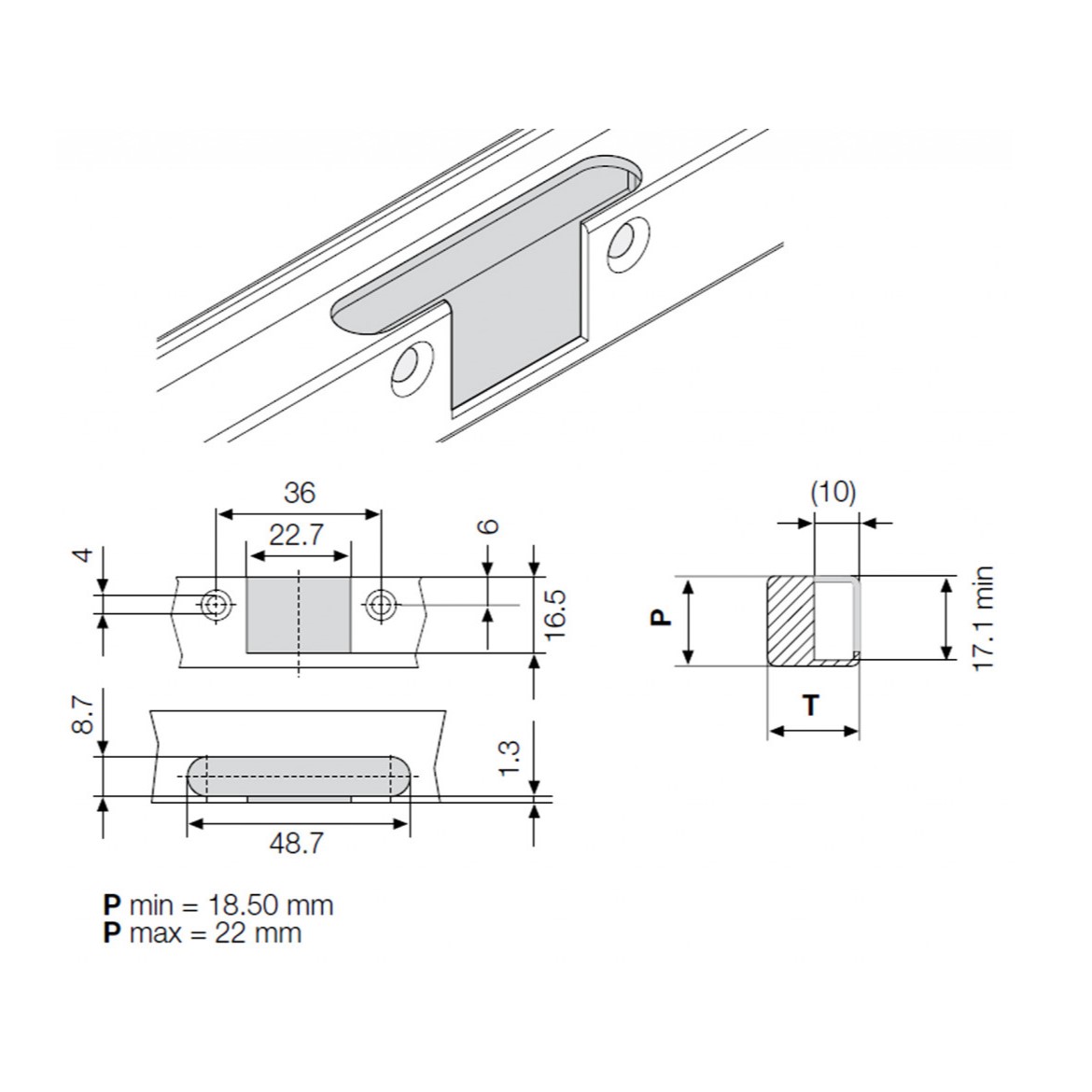 Cerniera FERRARI Clip, per Ante con Profili Alluminio / Metallici, con Apertura 95°. - immagine 6